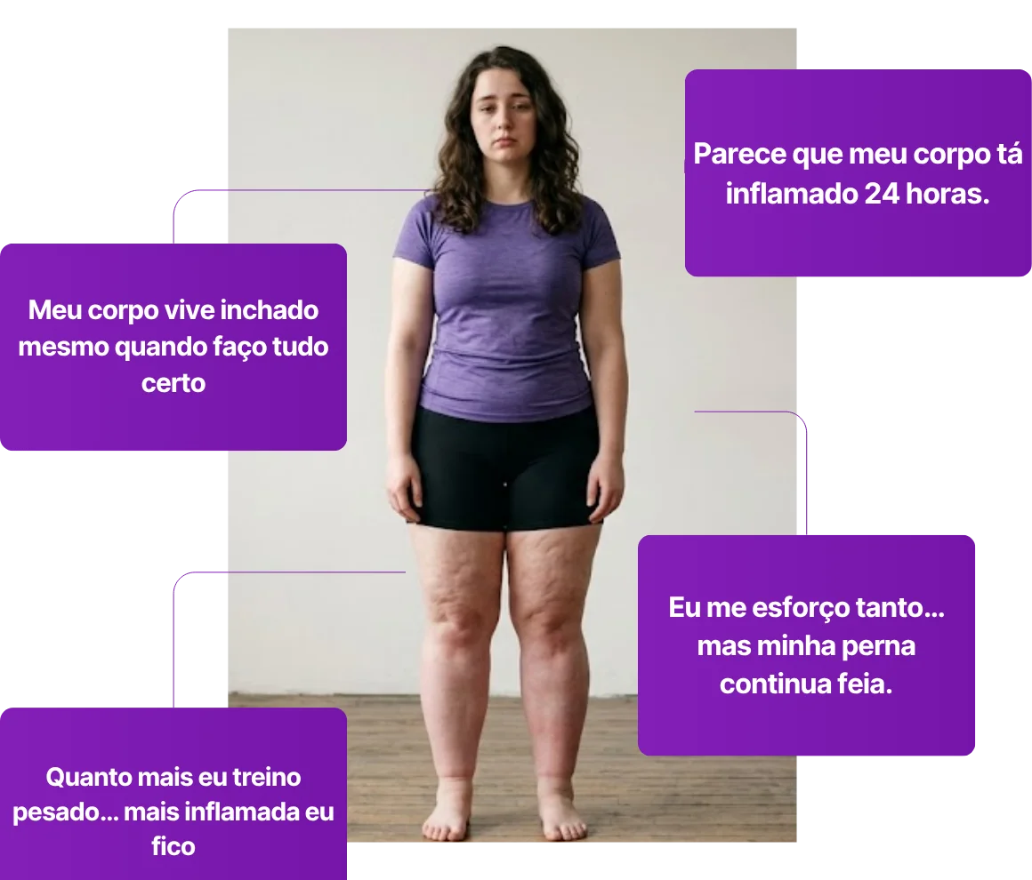 Mulher com sintomas e frustrações do lipedema